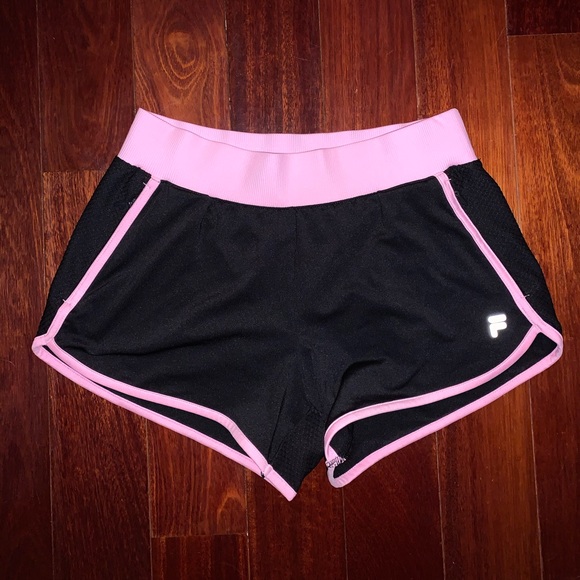 Fila Pants - Fila Women's Pink and Black Athletic Shorts
